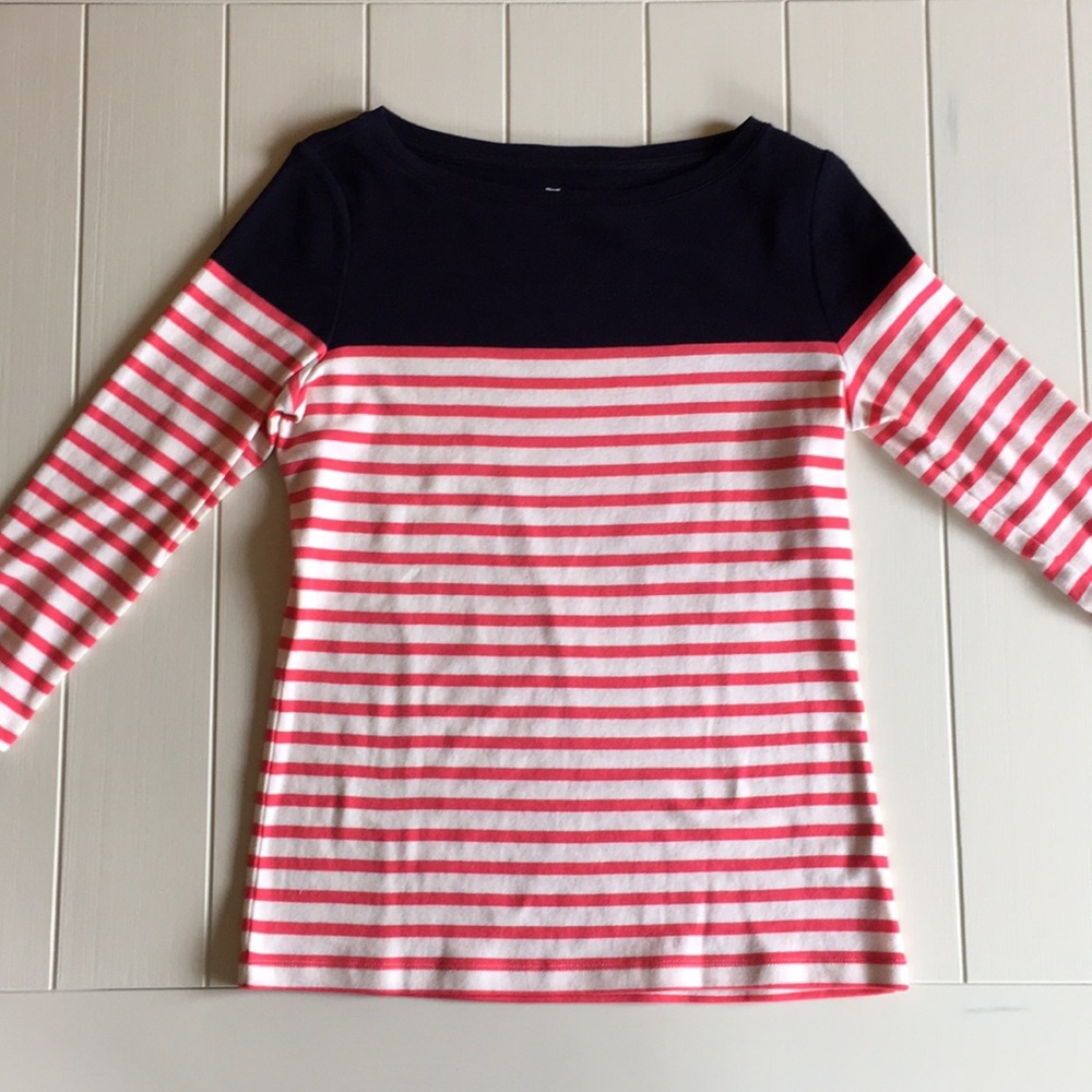 Talbots striped 3/4 sleeve top